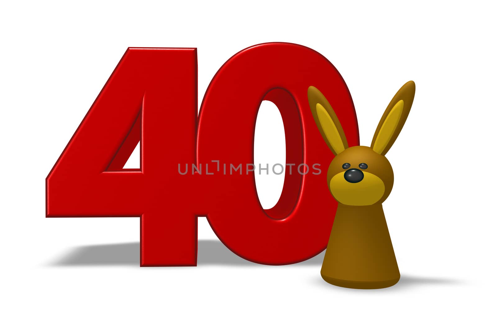 number forty and rabbit - 3d illustration