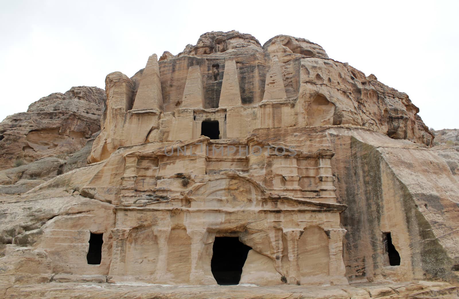 Royal Tomb in the lost rock city of Petra, Jordan. Petra's temples, tombs, theaters and other buildings are scattered over 400 square miles. UNESCO world heritage site 