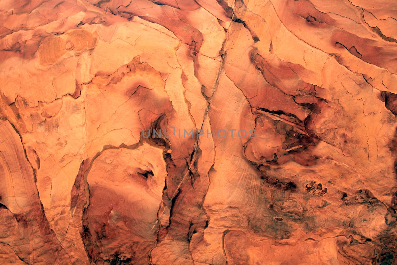 Sandstone gorge abstract pattern formation, Rose City cave, Siq, Petra, Jordan