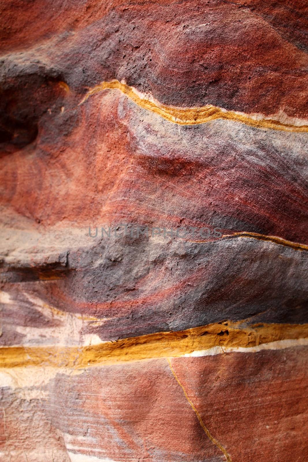 Sandstone gorge abstract pattern formation, Rose City cave, Siq, Petra, Jordan