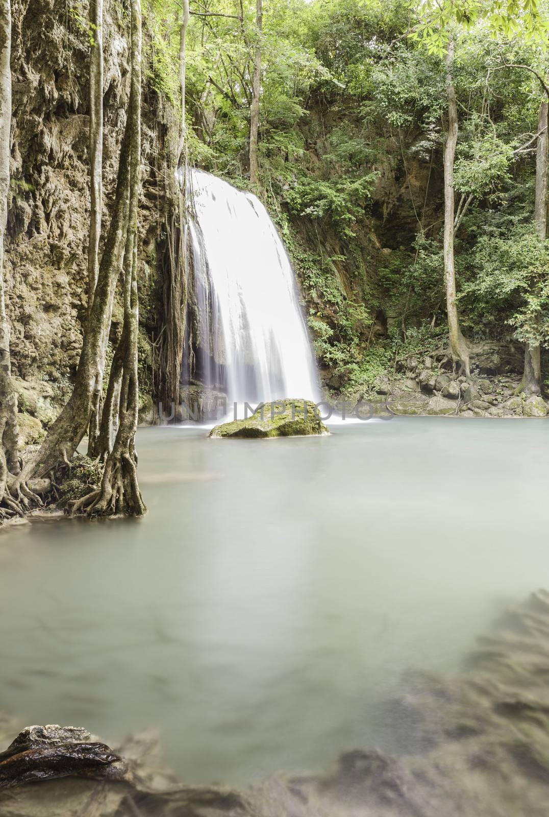 Waterfall in tropical forest at Erawan national park Kanchanaburi province, Thailand