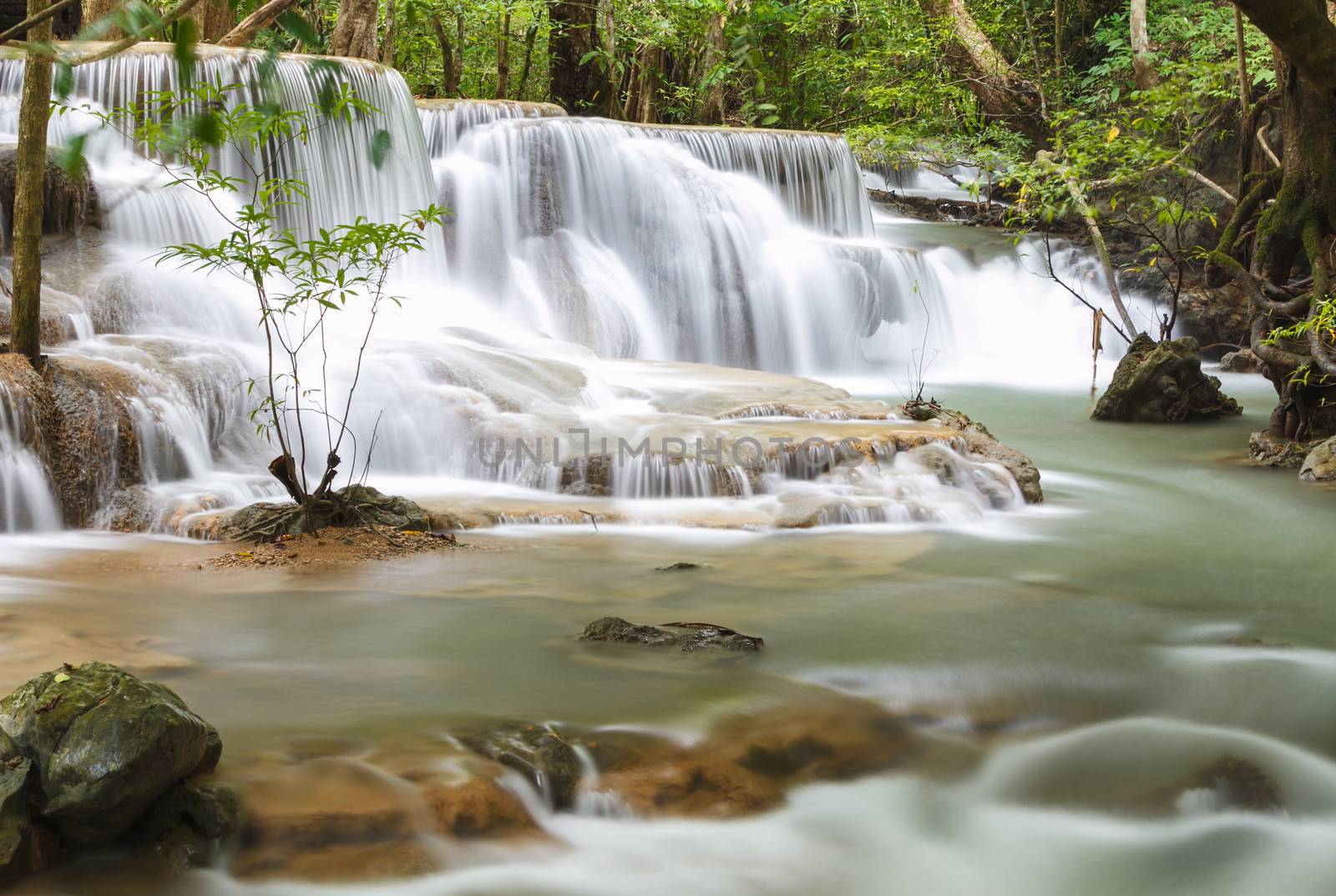 Huai Mae Kamin Waterfall in Kanchanaburi Province, Thailand by panyajampatong