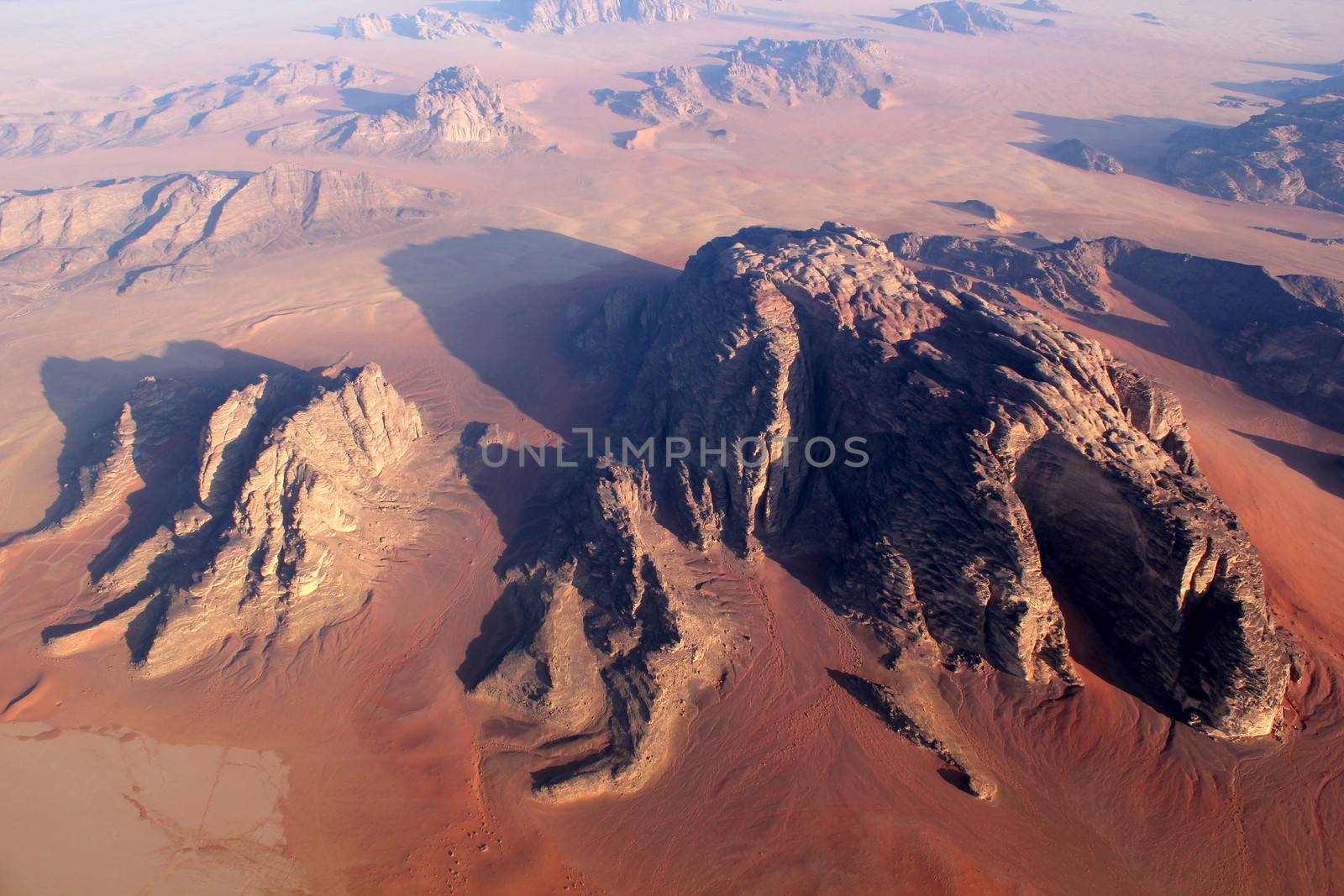 Wadi Rum Desert beautiful landscape from above. Jordan. by ptxgarfield