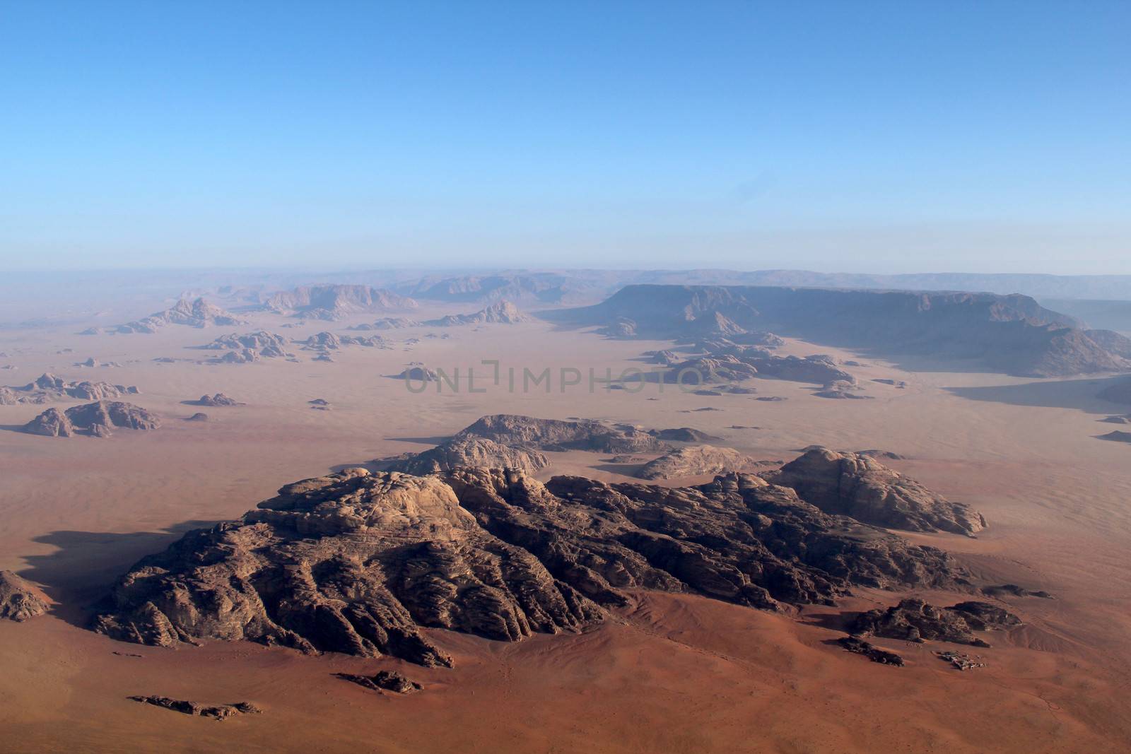 Wadi Rum Desert beautiful landscape from above. Jordan.