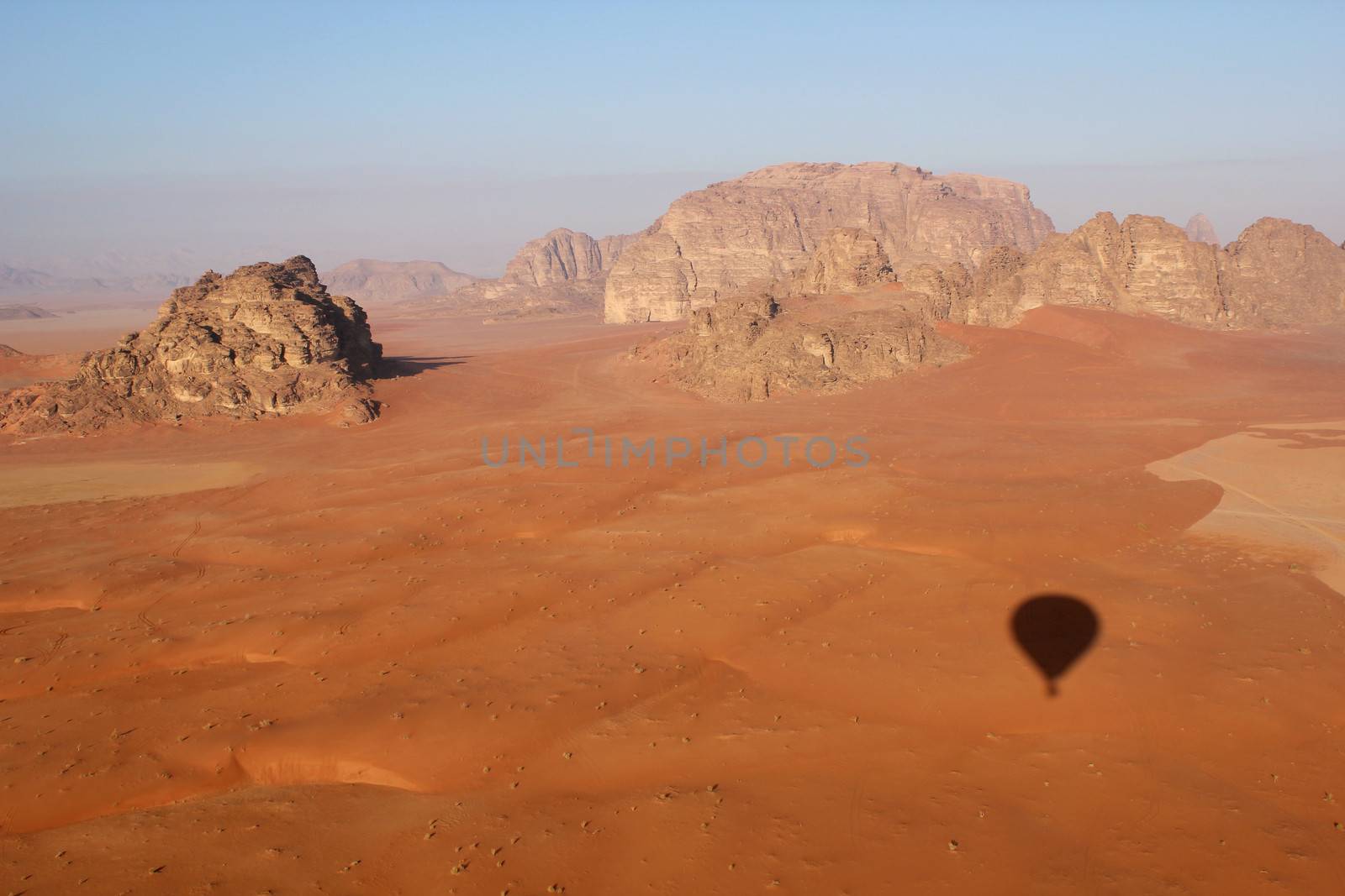 Wadi Rum Desert beautiful landscape from above. Jordan.