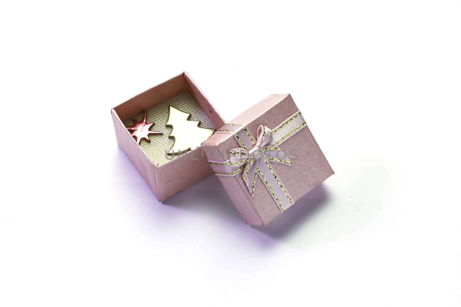 Pink gift box with bow isolated on a white background