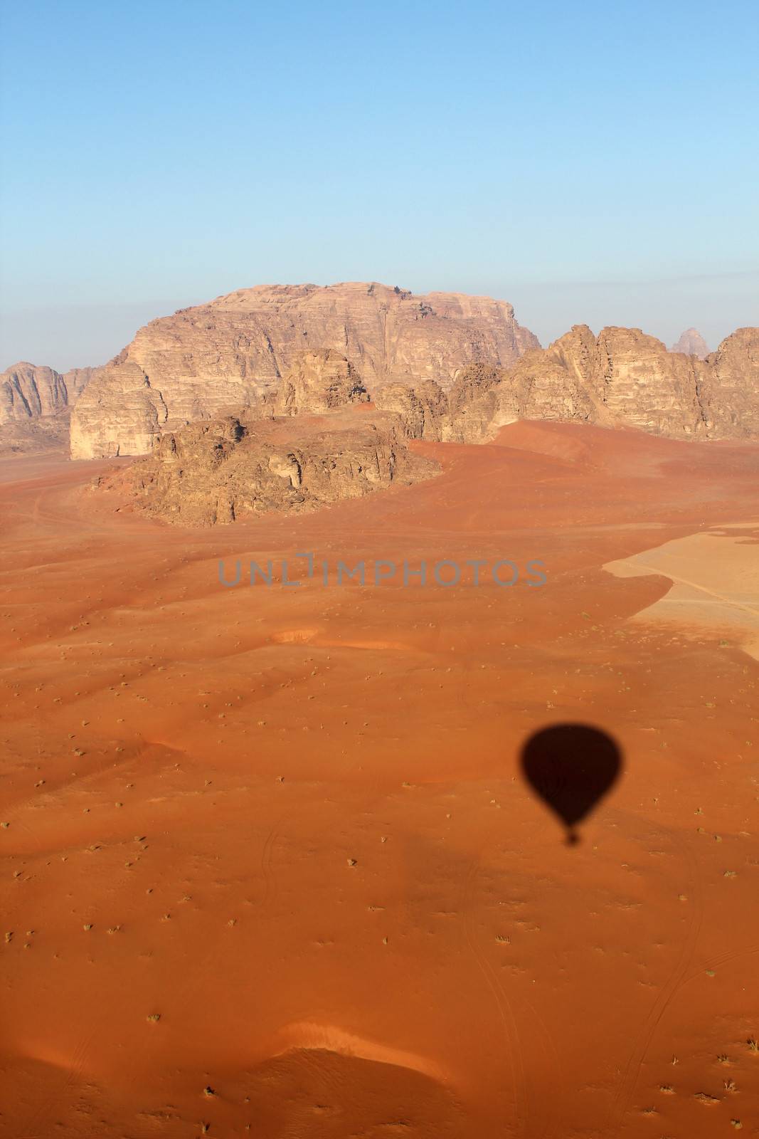 Wadi Rum Desert beautiful landscape from above. Jordan.