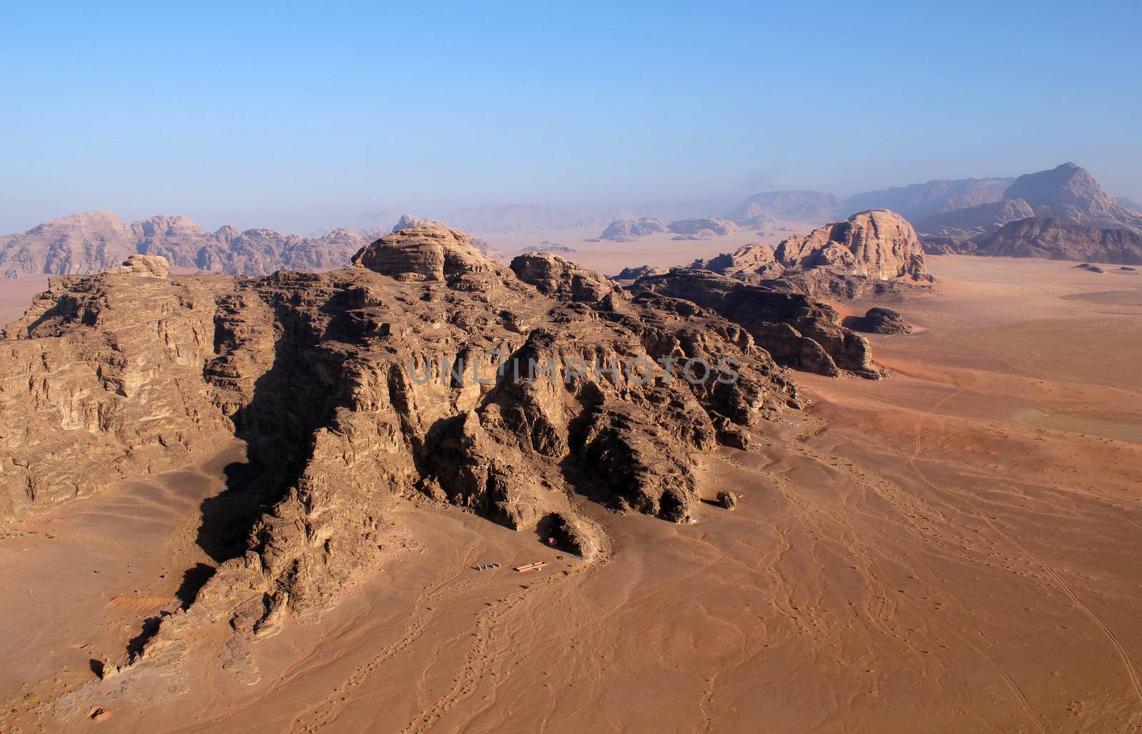 Wadi Rum Desert beautiful landscape from above. Jordan.