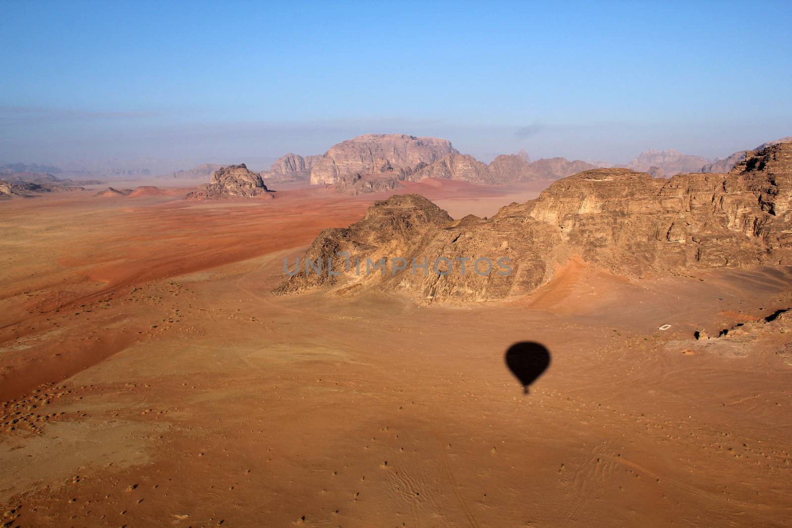 Wadi Rum Desert beautiful landscape from above. Jordan.