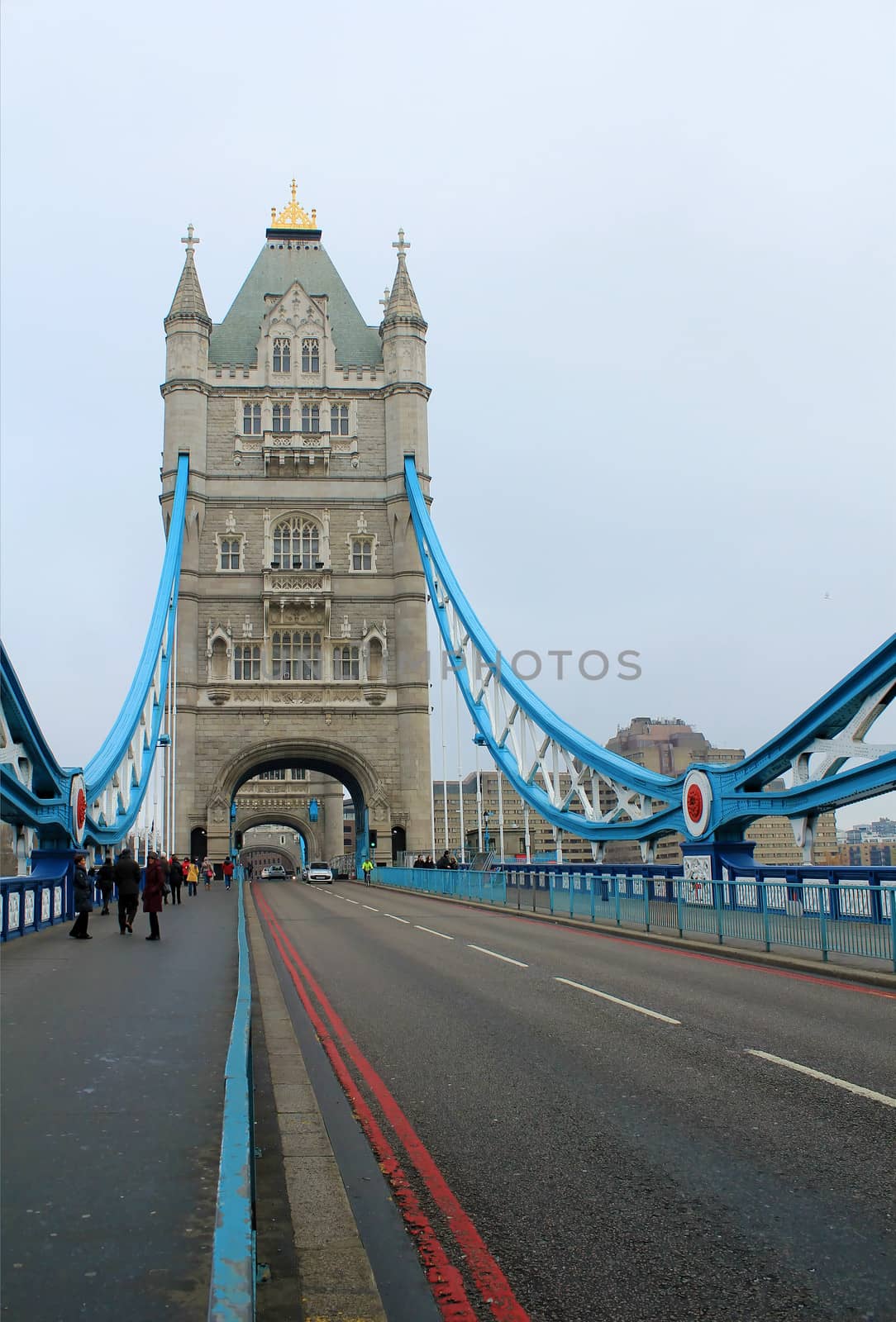 Famous London Tower Bridge, above Thames River by ptxgarfield
