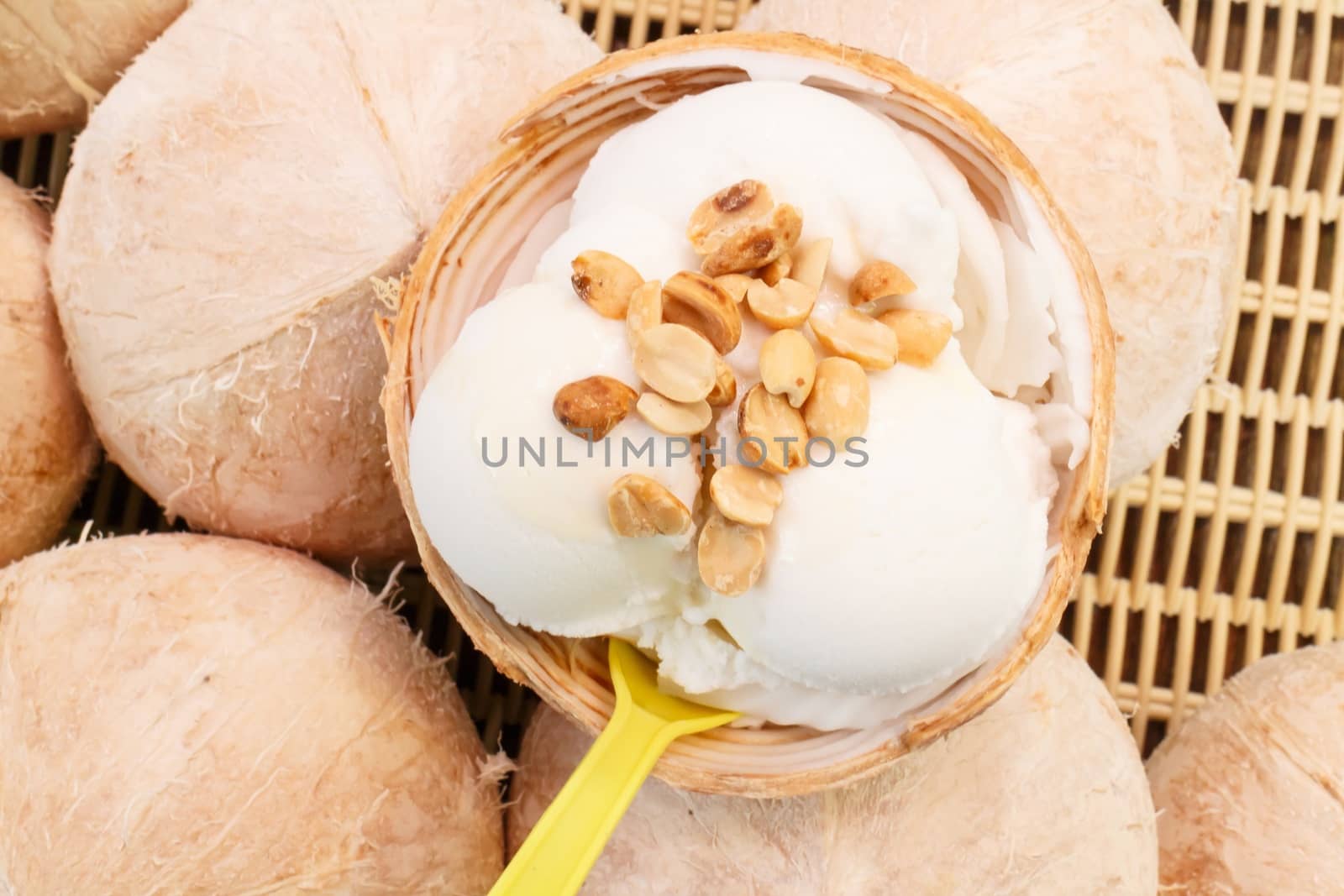 coconut Ice Cream with nuts