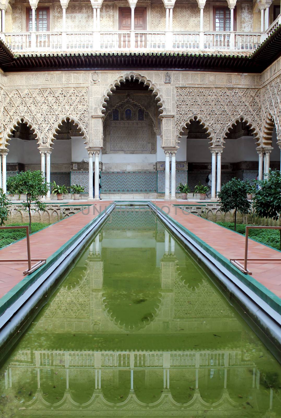 Water feature at the Real Alcazar Moorish Palace in Seville by ptxgarfield