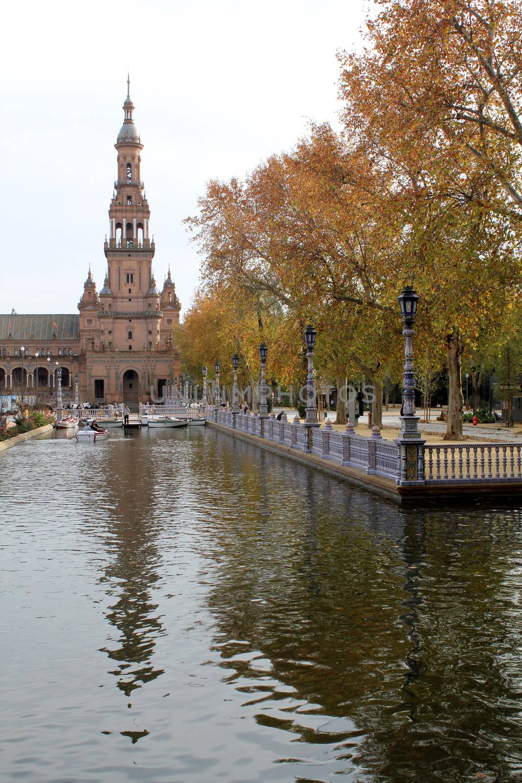 Famous Plaza de Espana, Sevilla, Spain. Old city landmark. 