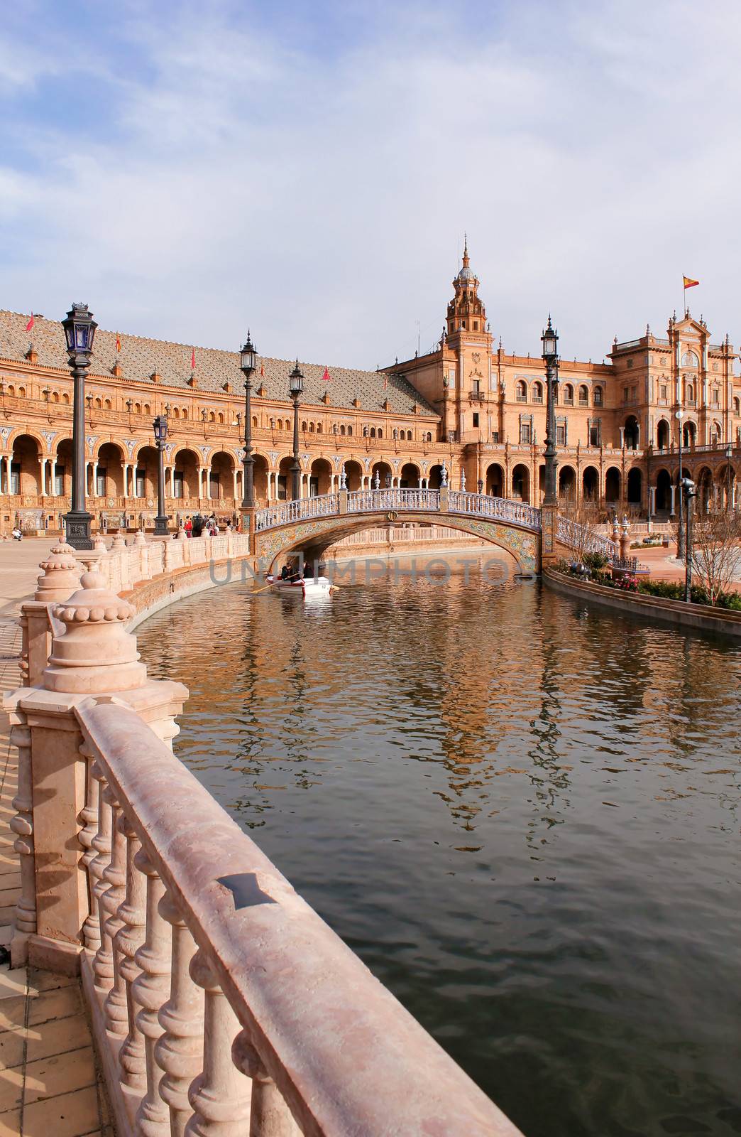 Famous Plaza de Espana, Sevilla, Spain. Old city landmark. 