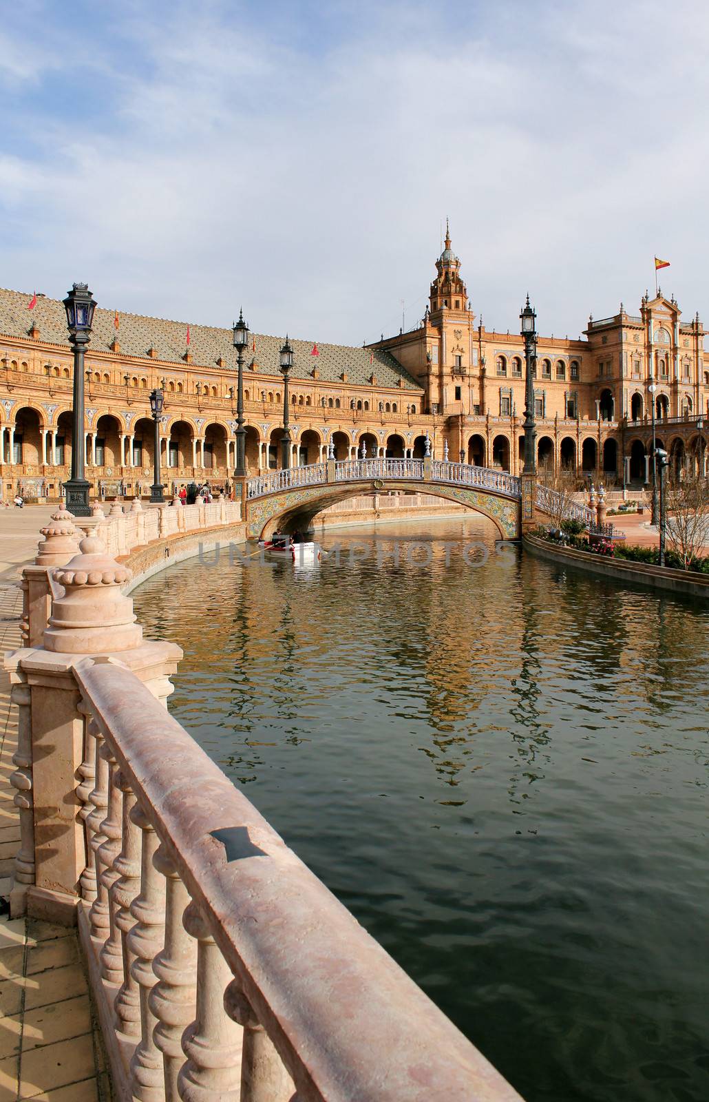 Famous Plaza de Espana, Sevilla, Spain. Old city landmark. 