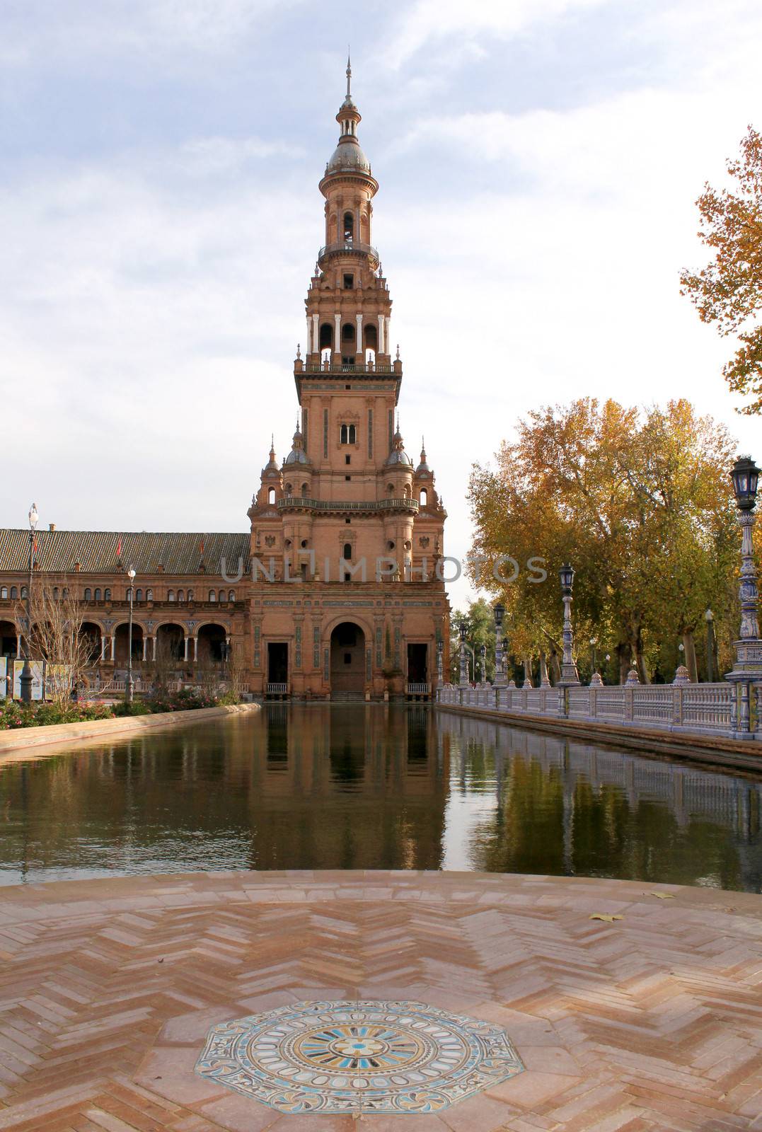 Famous Plaza de Espana, Sevilla, Spain. Old city landmark. 