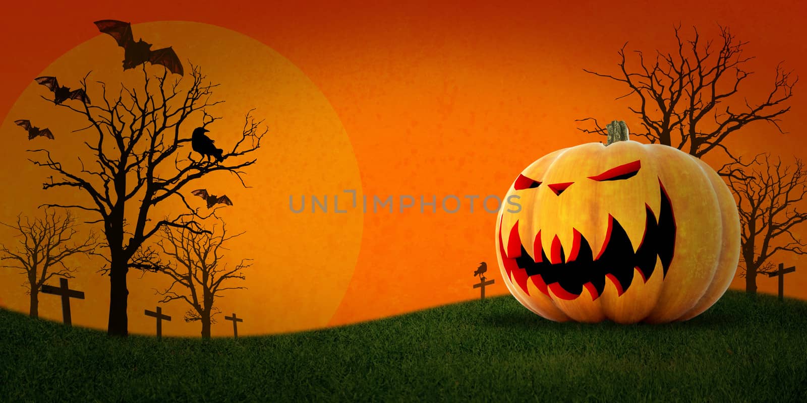 Halloween and pumpkin with orange background