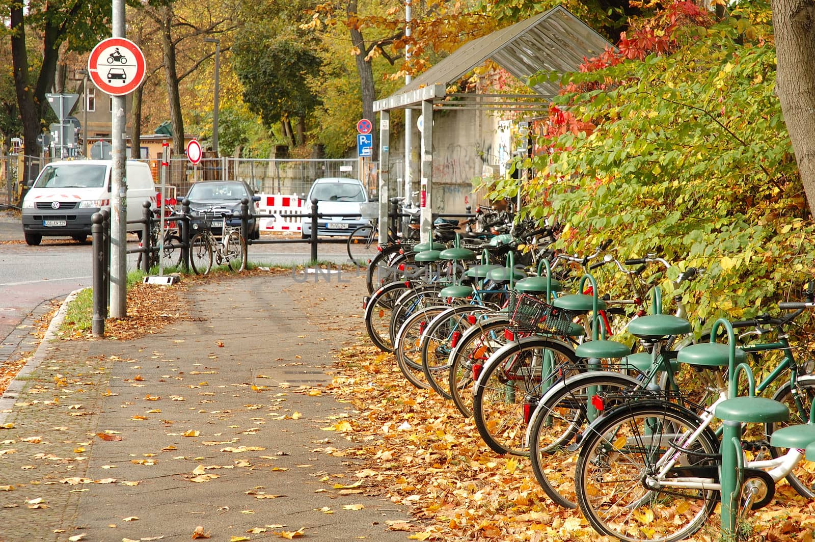 POTSDAM, GERMANY - OCTOBER 20: Bicycles waiting nearby railway station somewhere in Potsdam Germany 20.10.2013