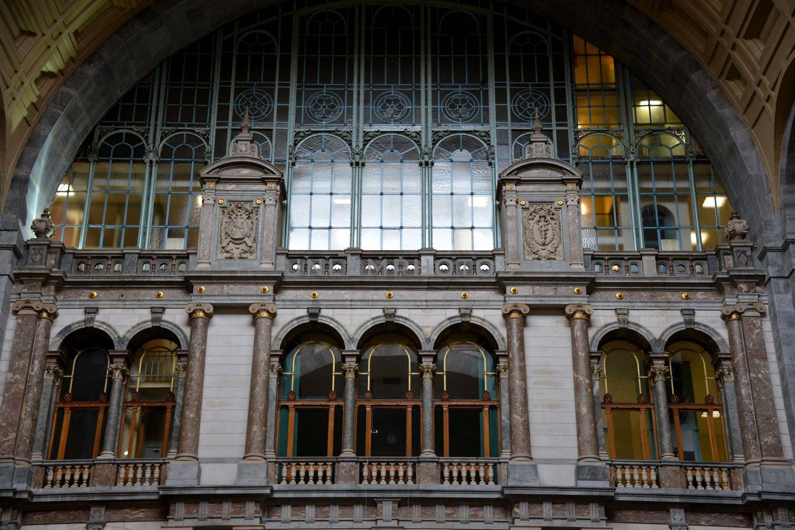 The inside of the Railway station of Antwerp