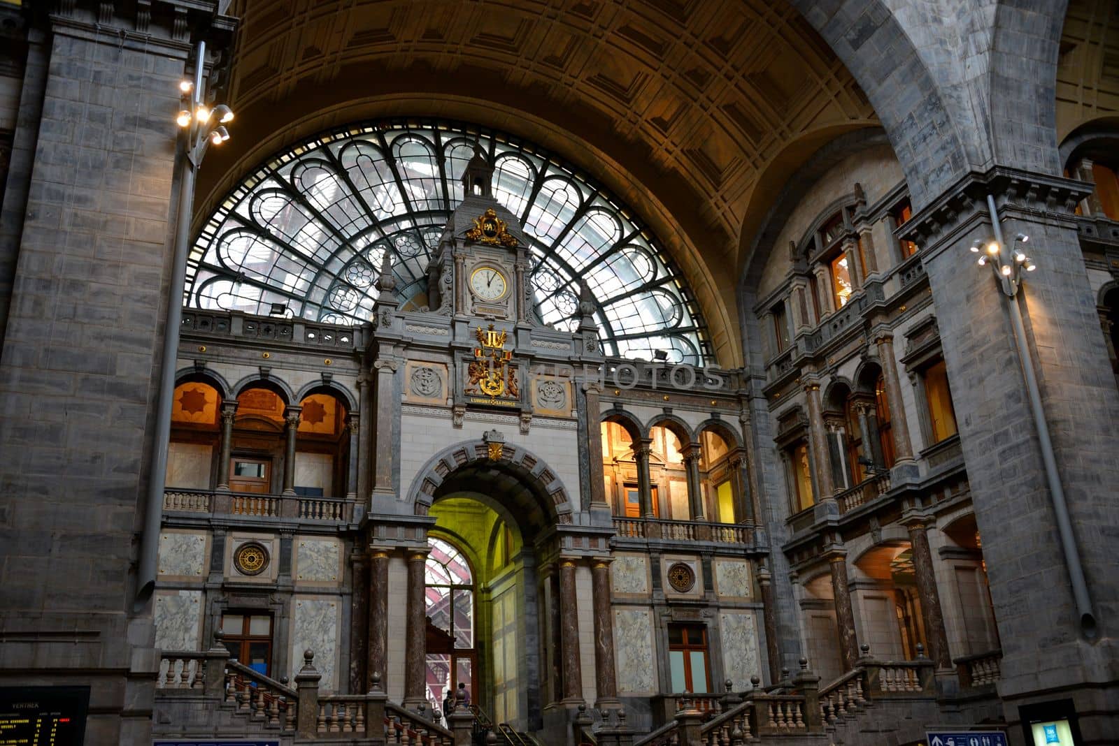 The inside of the Railway station of Antwerp.