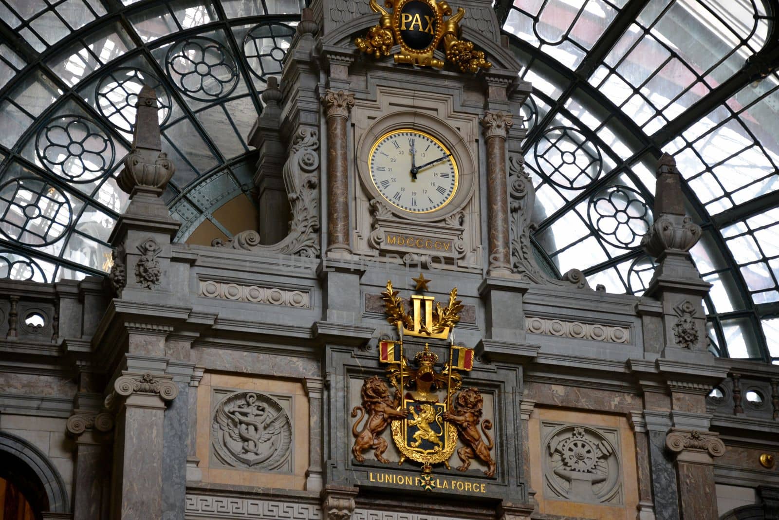 Detail of the inside of the Railway station of Antwerp.