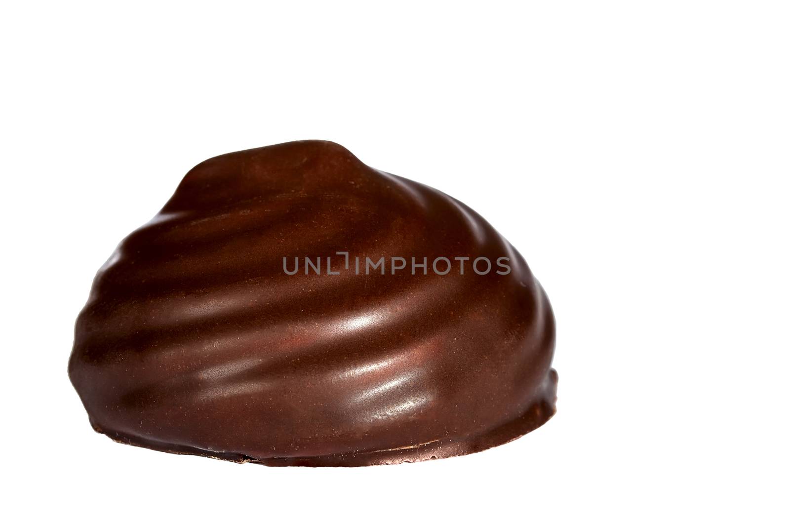 Marshmallow in chocolate isolated on white background