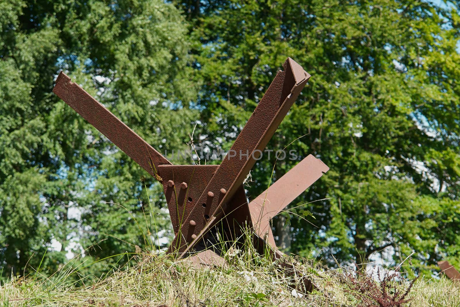 Hedgehog antitank block defense typical to the Second World War                               