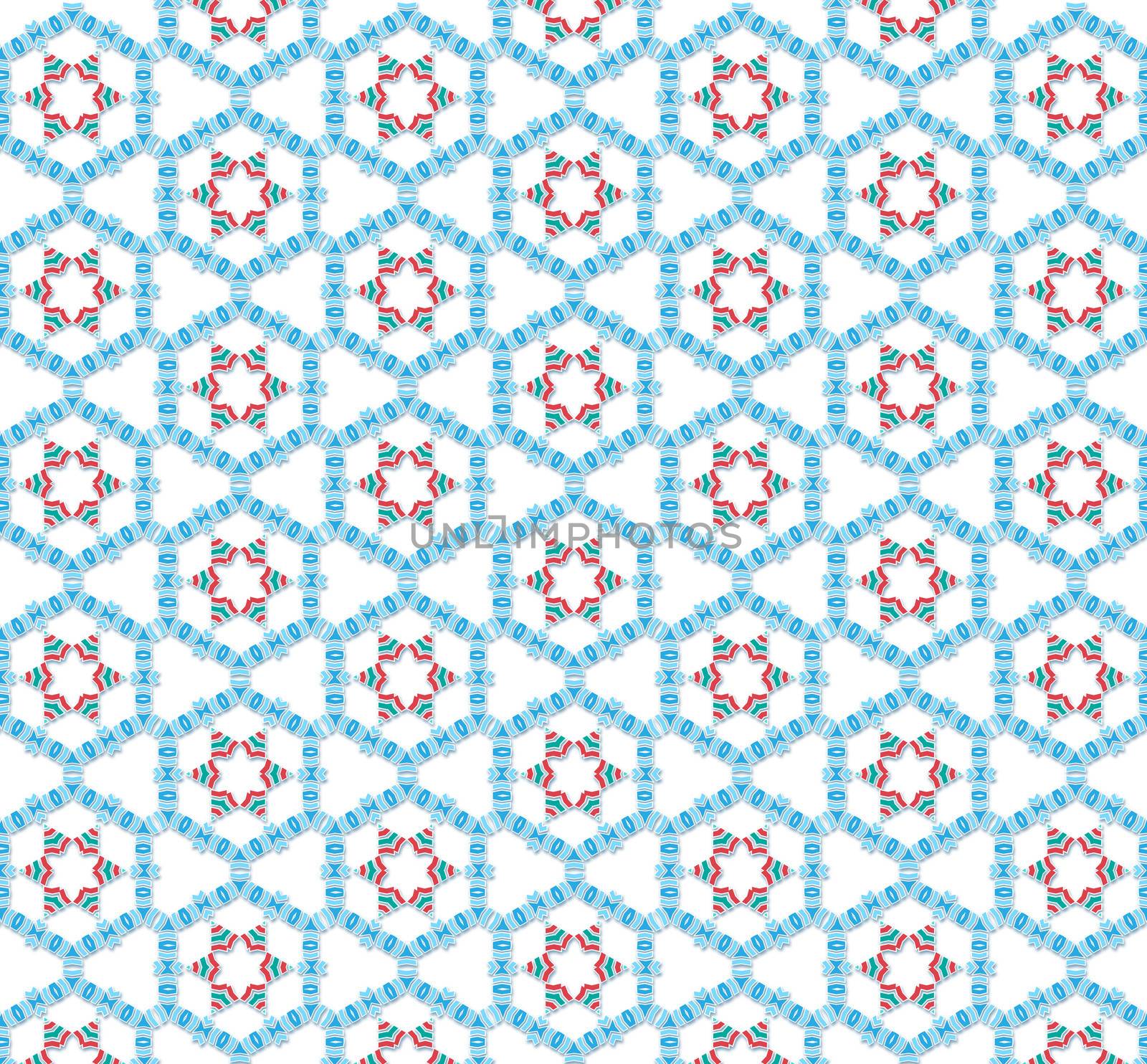 abstract background of a stylized snowflake blue and red colors