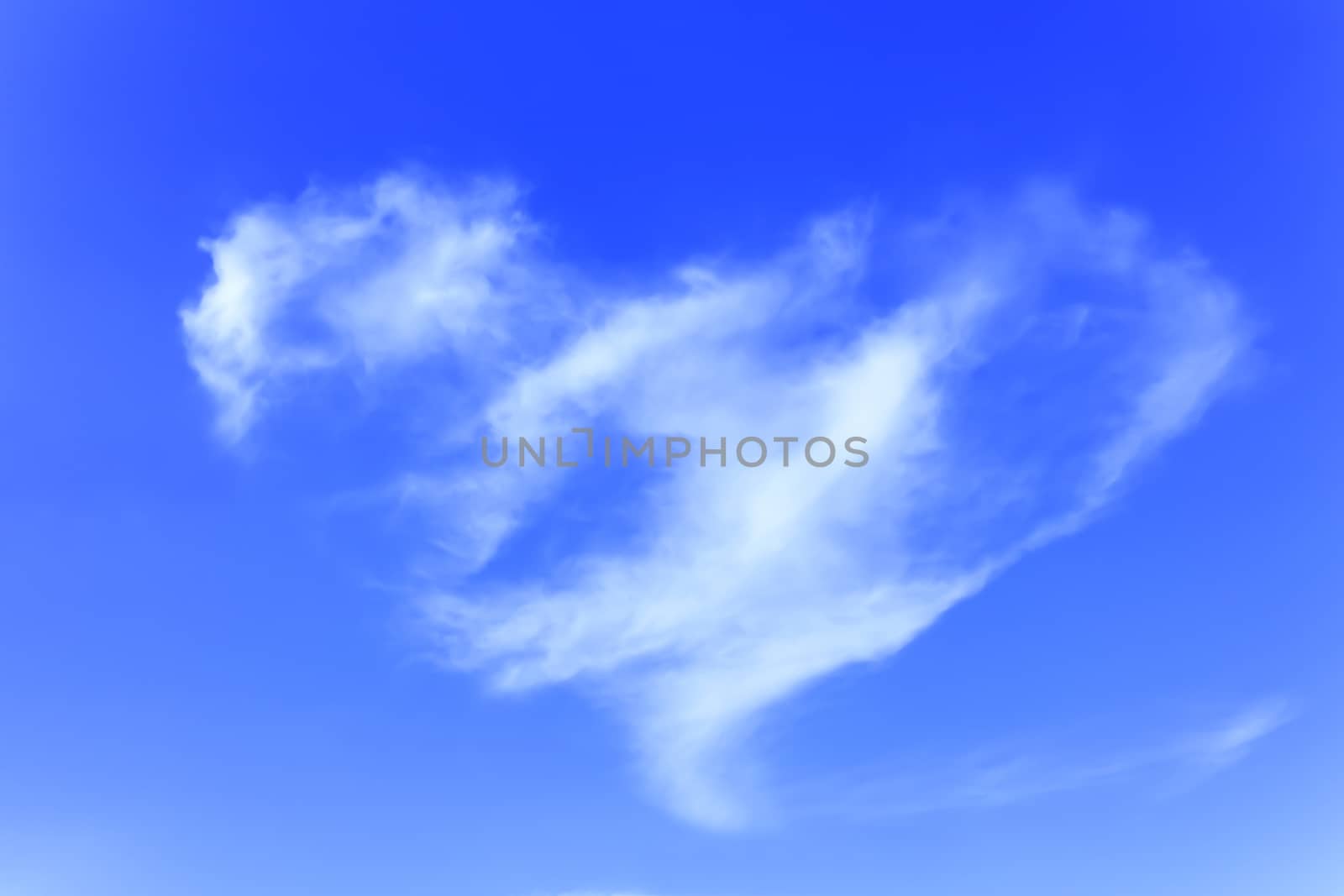 Bright of blue sky and Heart  cloud