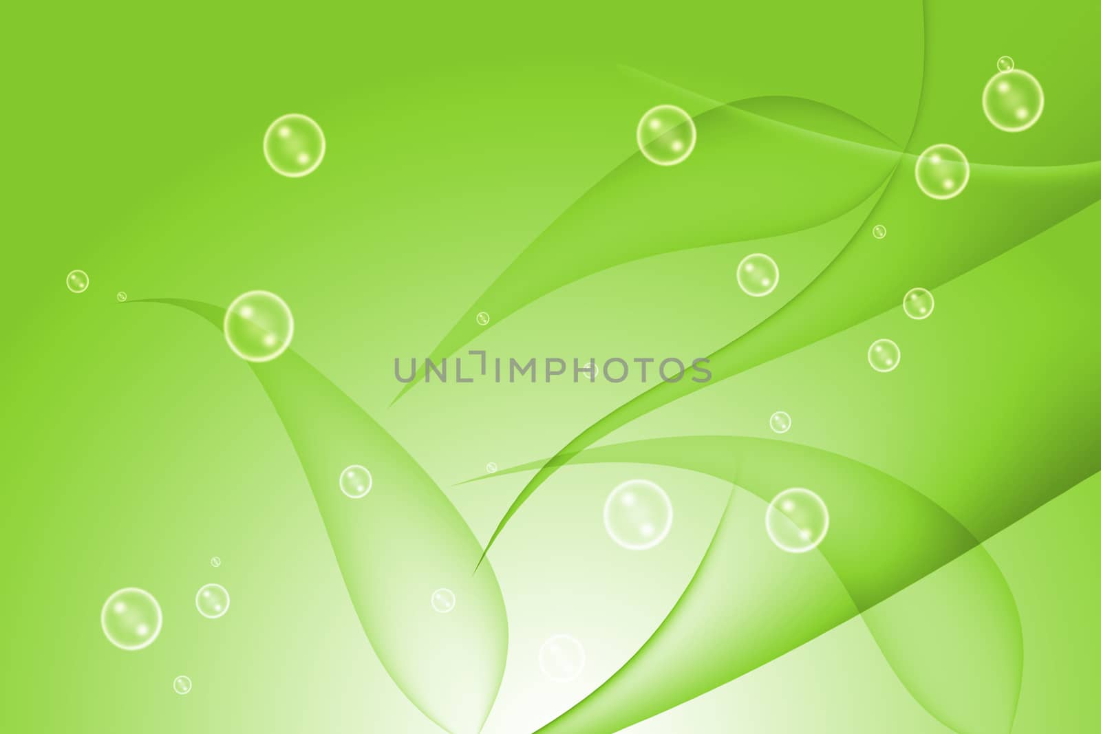 Green abstract design with wavy and bubble background