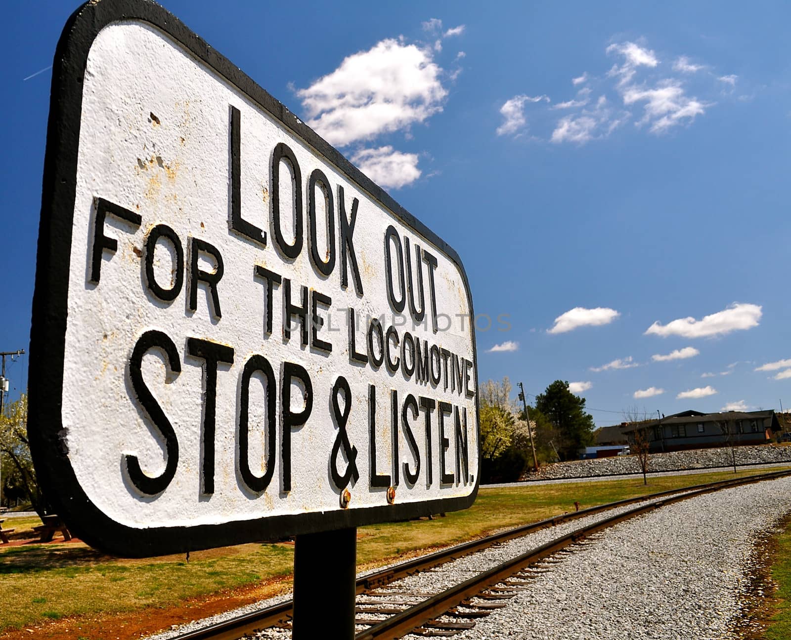 Look Out for the Locomotive Sign by RefocusPhoto