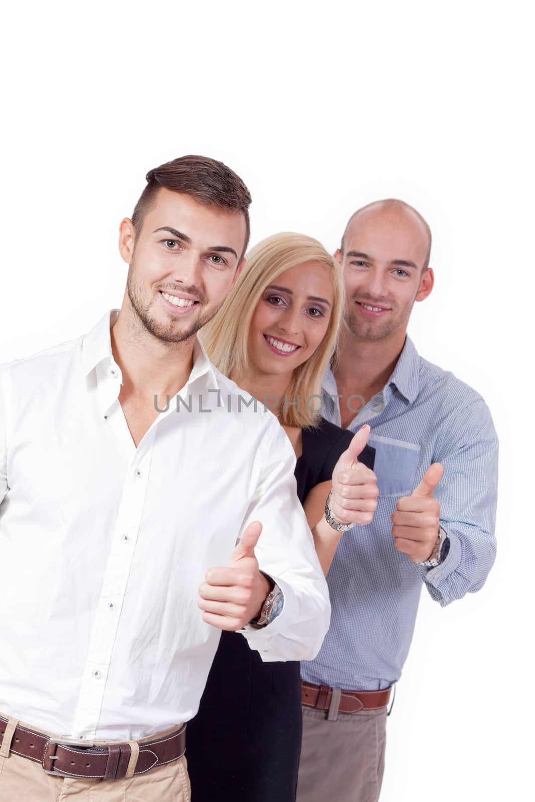 happy people business team group together isolated on white background