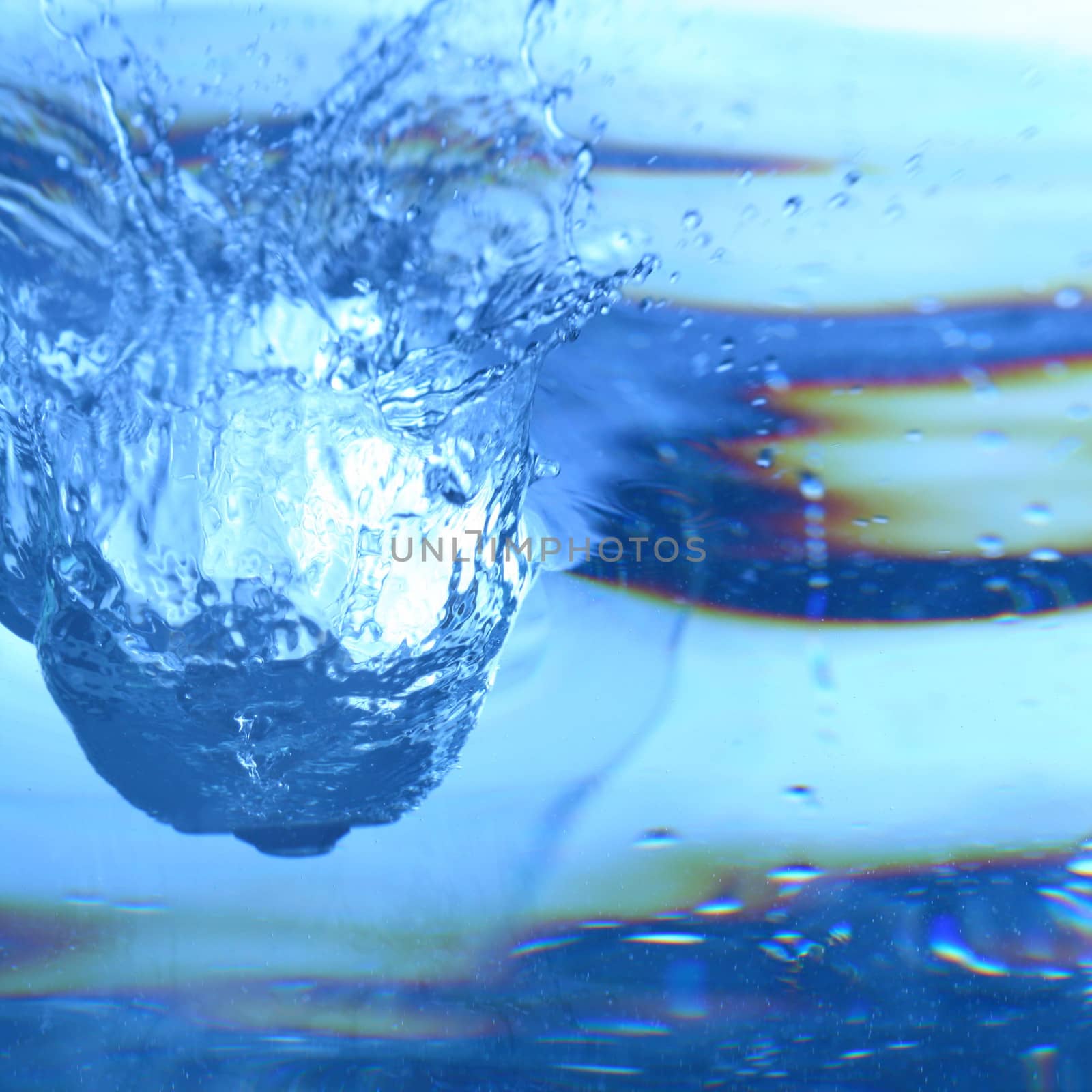 blue water splash macro close up