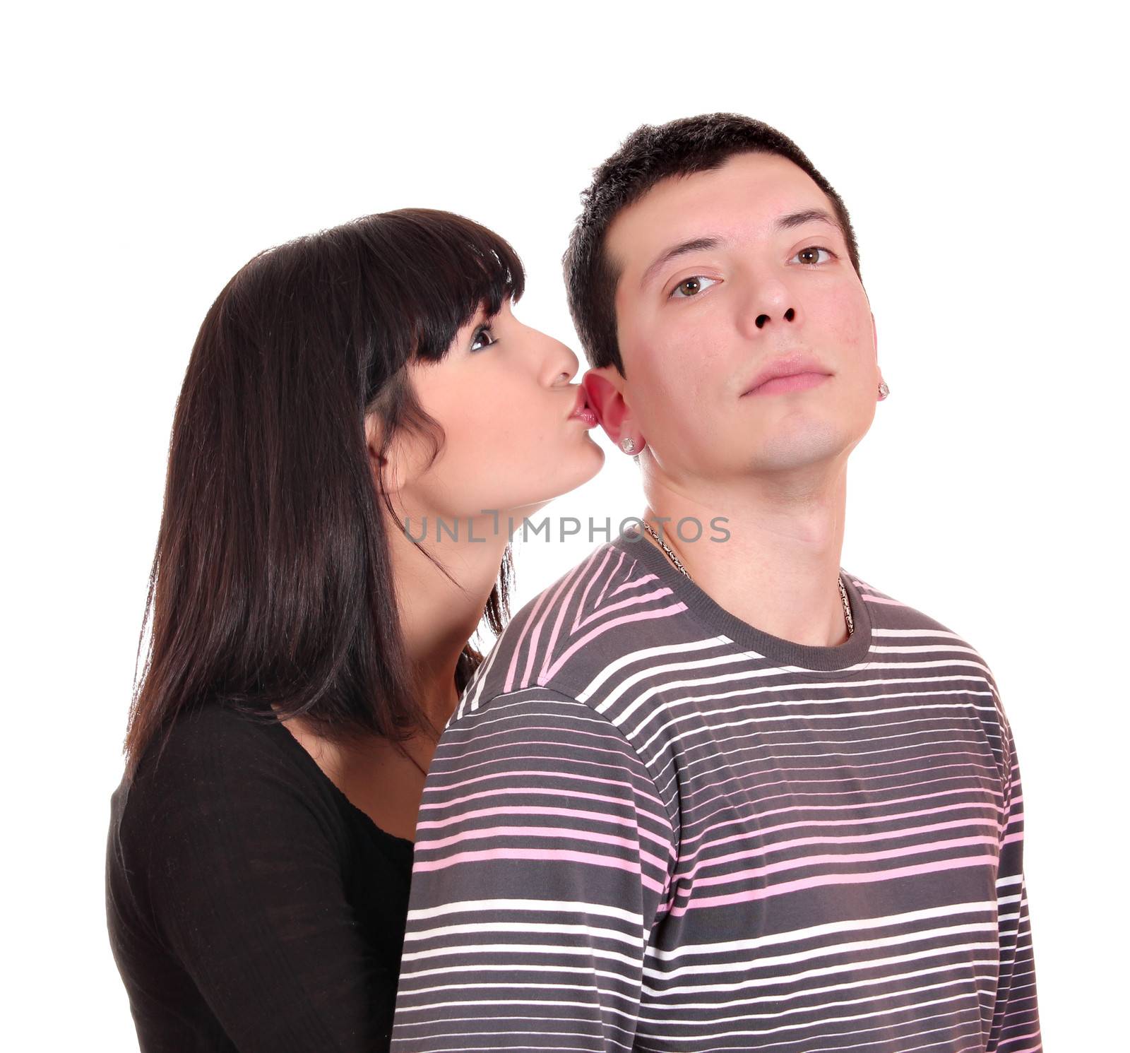 young couple on white background 
