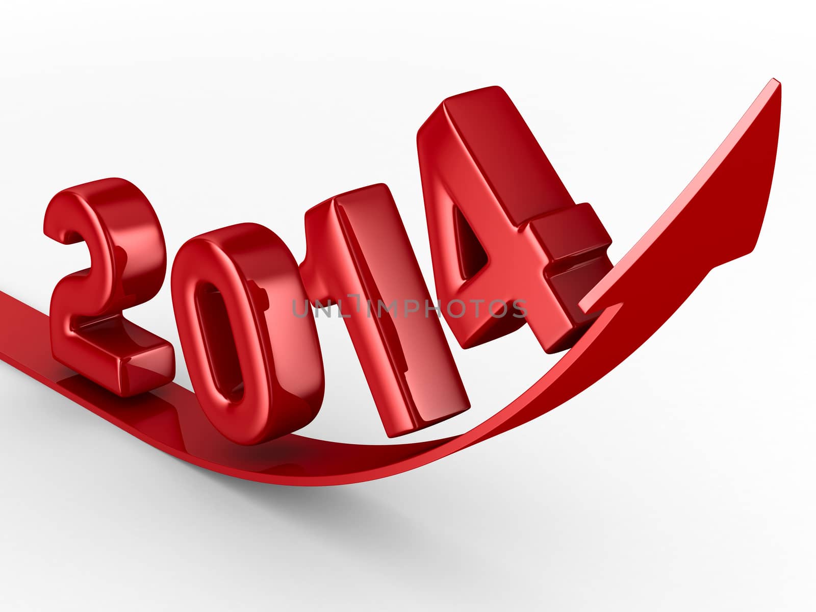 2014 new year. Isolated 3D image