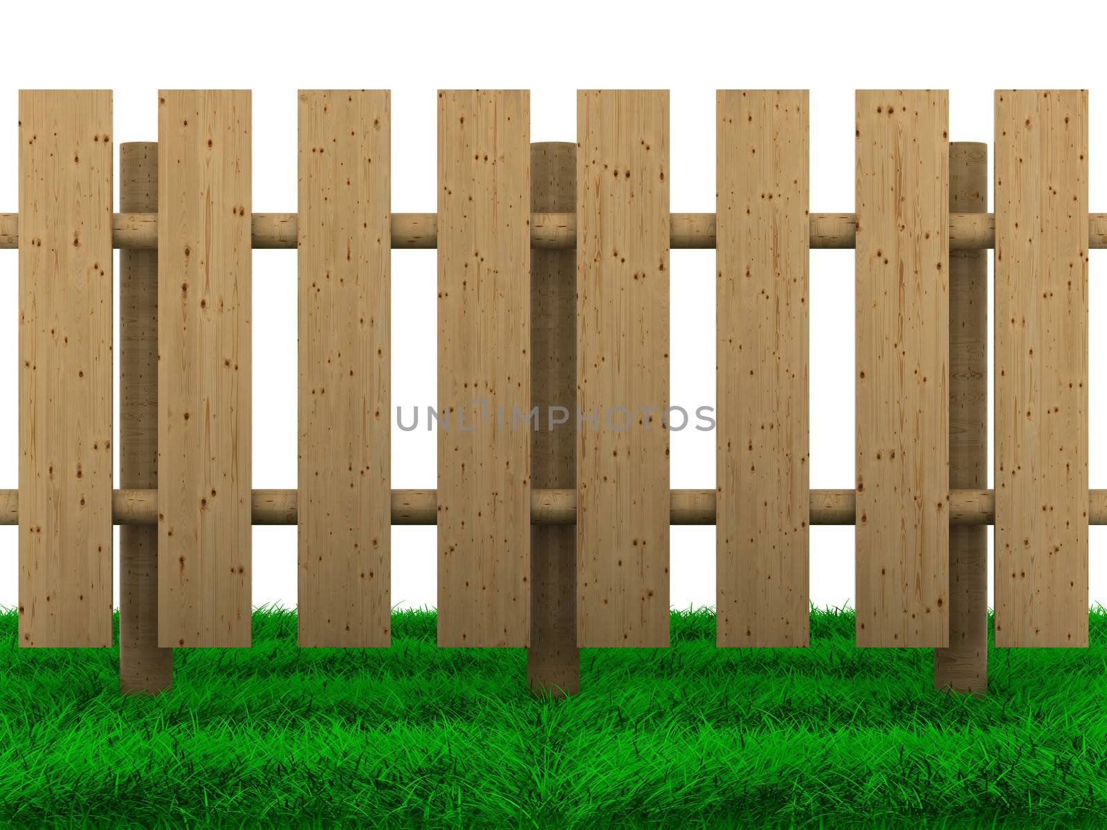 wooden fence on white background. Isolated 3D image
