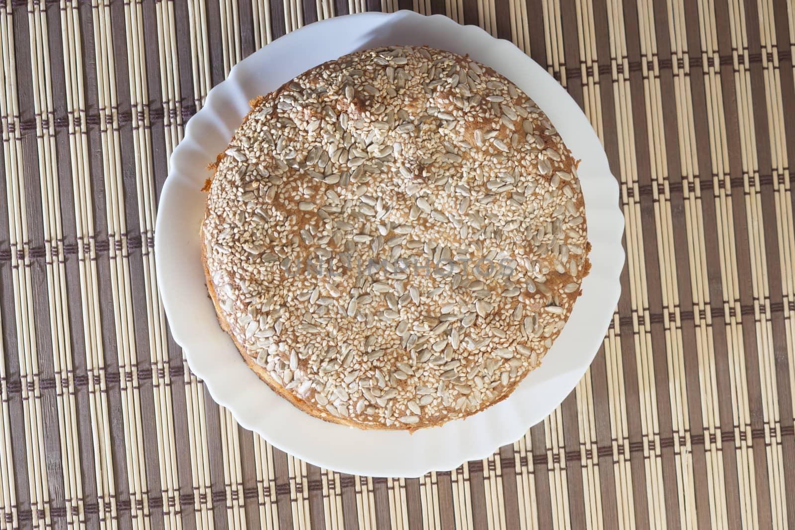 Apricot pie on plate. High resolution