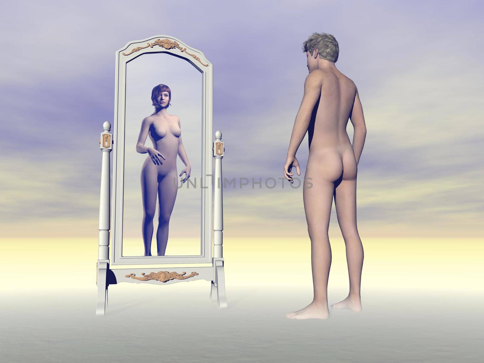 Male wishing of being female - 3D render by Elenaphotos21
