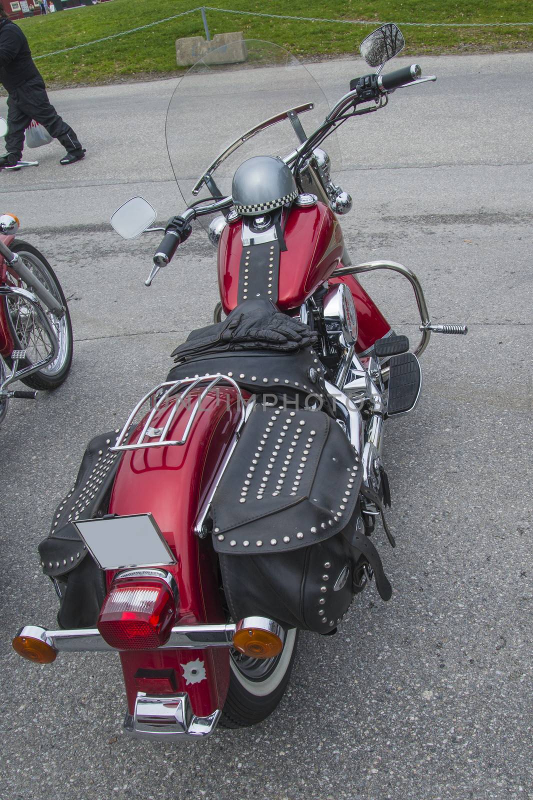 Every year in May there is a motorcycle meeting at Fredriksten fortress in Halden, Norway. In this photo Harley Davidson.