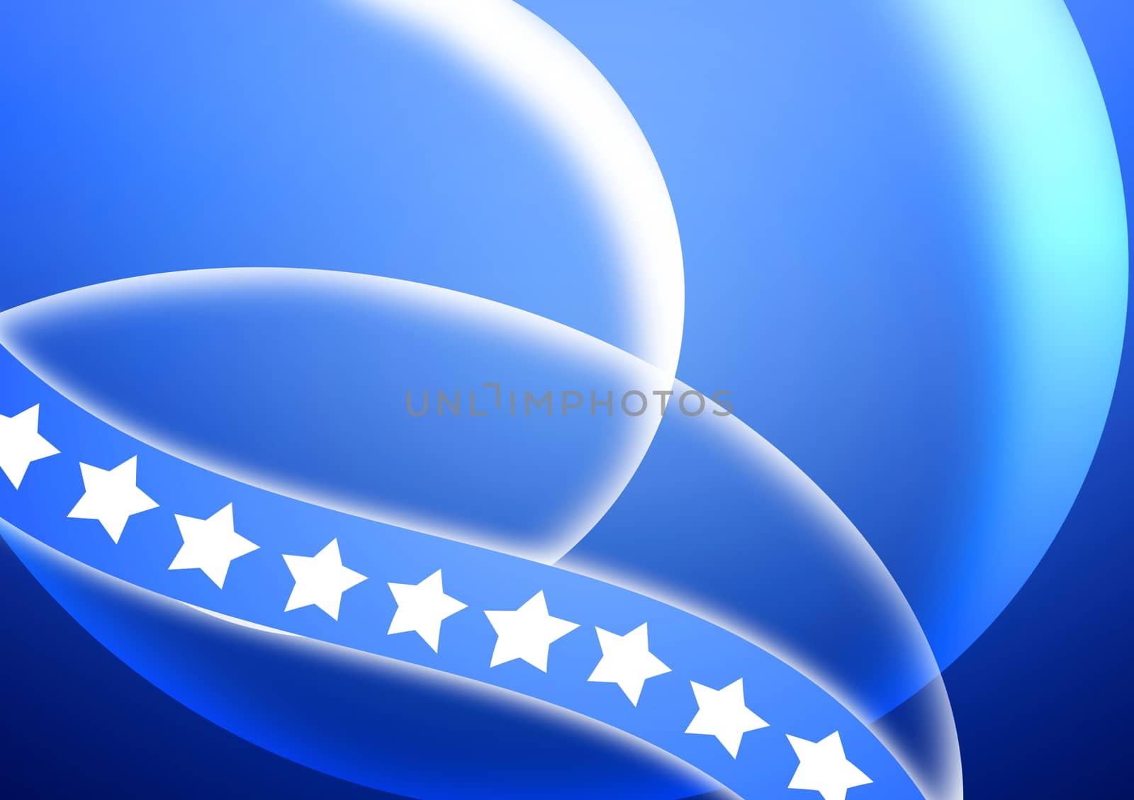 white star with curve blue background, flag