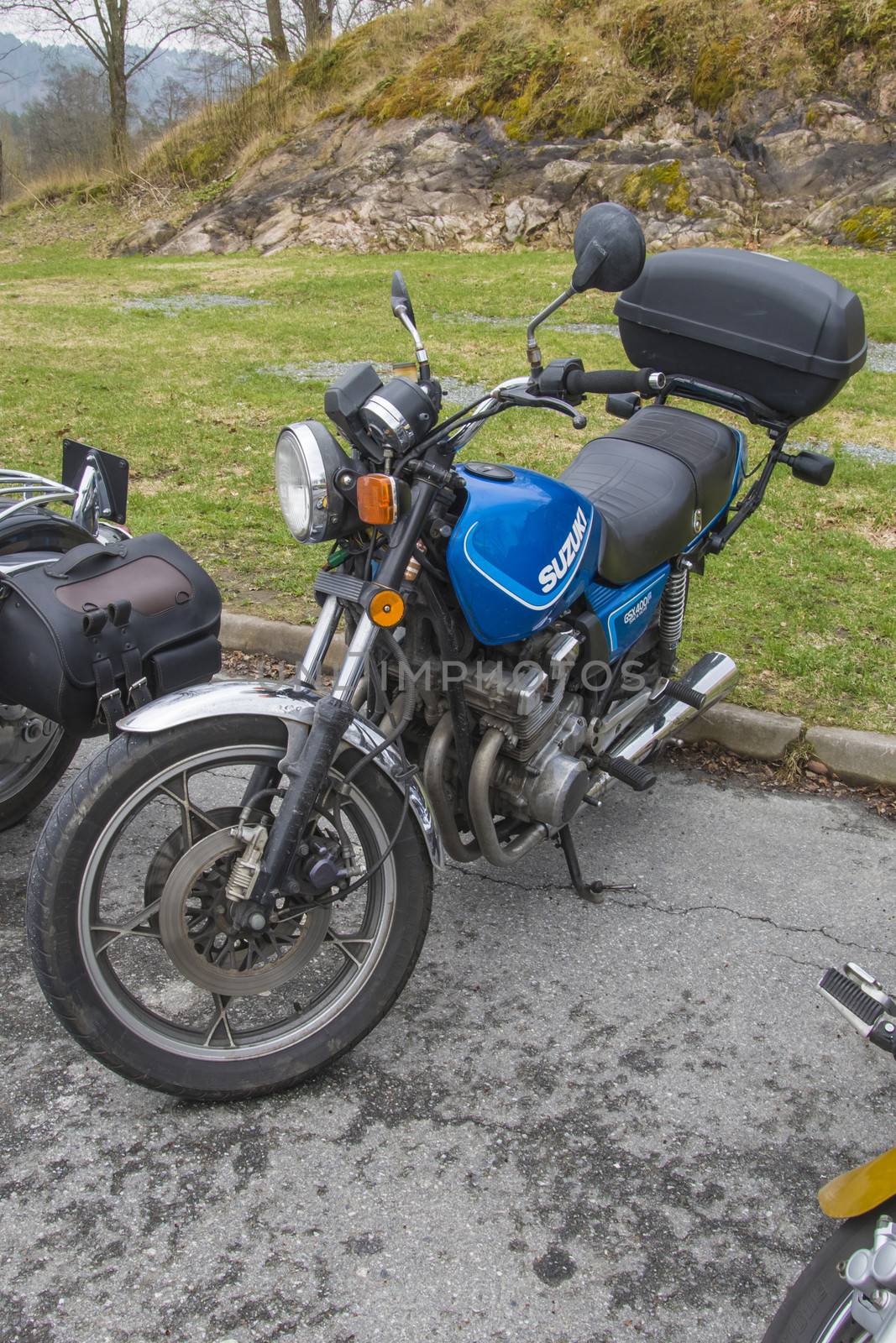 Every year in May there is a motorcycle meeting at Fredriksten fortress in Halden, Norway. In this photo Suzuki GSX 400 F 