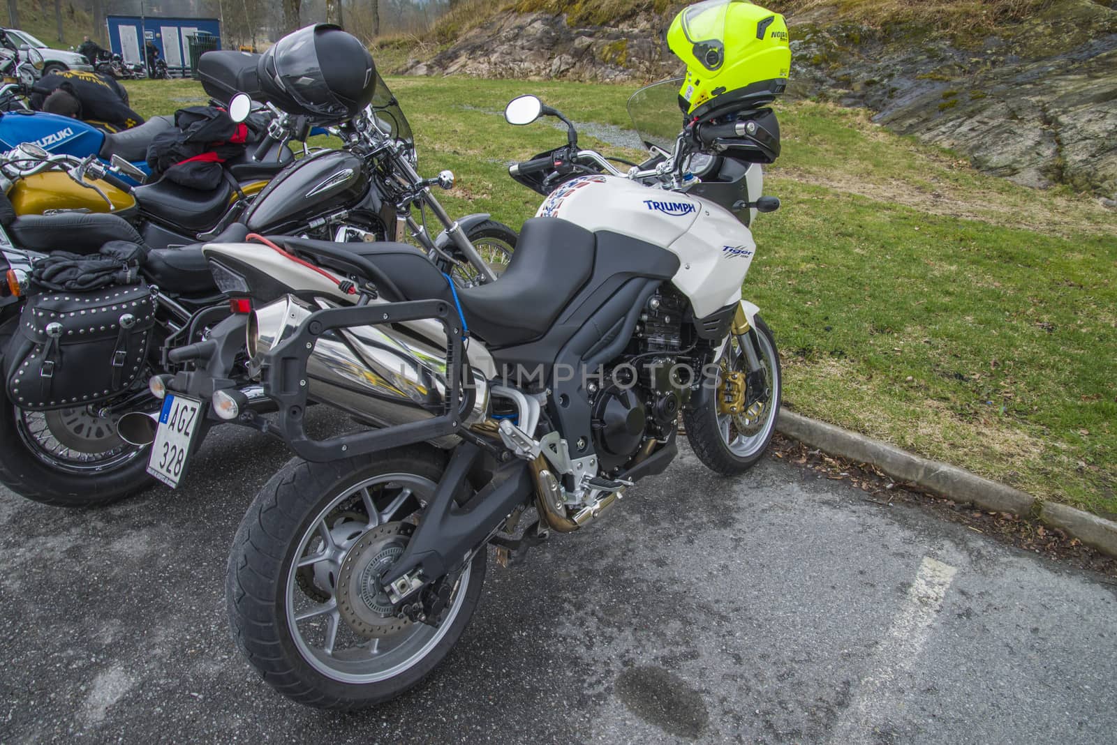 Every year in May there is a motorcycle meeting at Fredriksten fortress in Halden, Norway. In this photo Triumph Tiger 1050. 