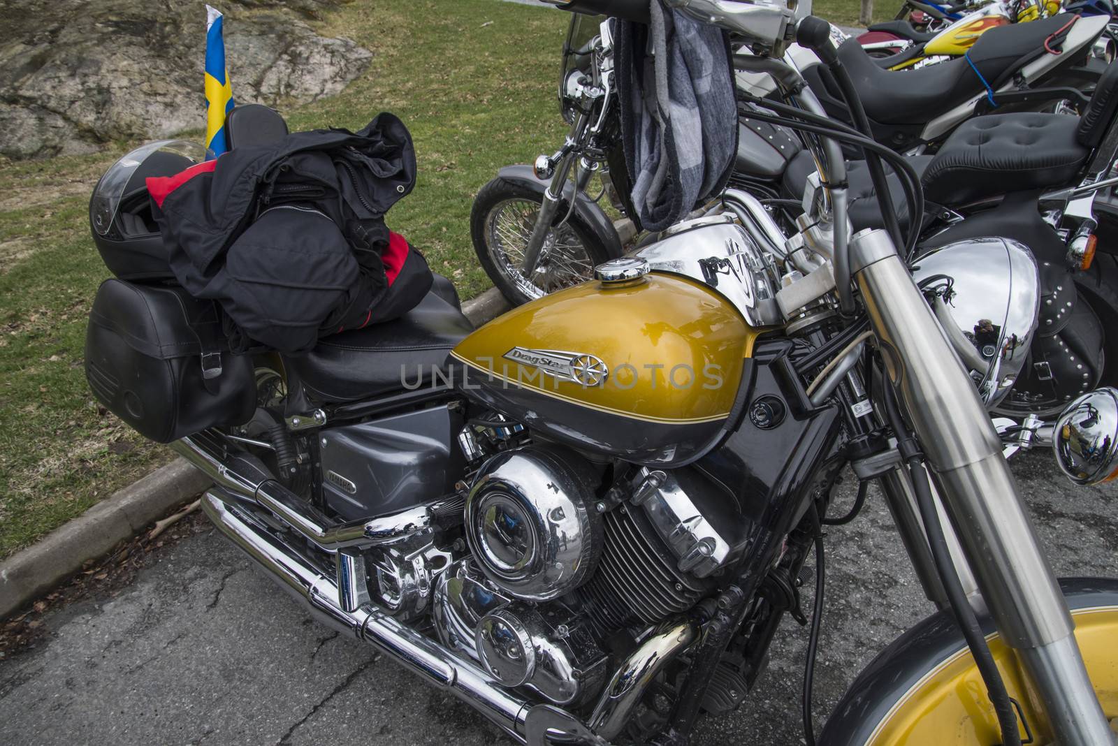 Every year in May there is a motorcycle meeting at Fredriksten fortress in Halden, Norway. In this photo, Yamaha Drag Star 1100