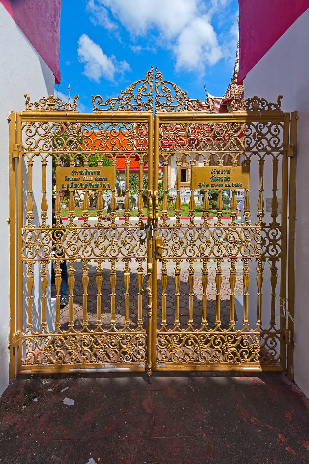 Gate on  territory of  Buddhist temple, Thailand.