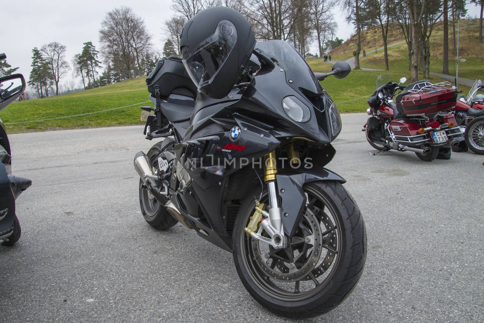 Every year in May there is a motorcycle meeting at Fredriksten fortress in Halden, Norway. In this photo, BMW S1000RR which is a sport bike.