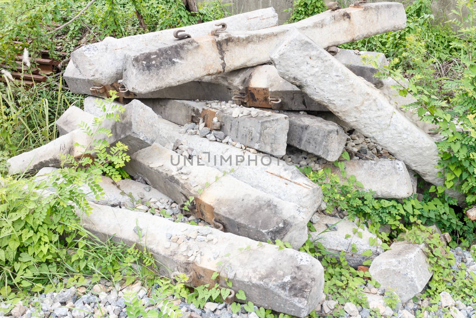 Old concrete railway sleepers