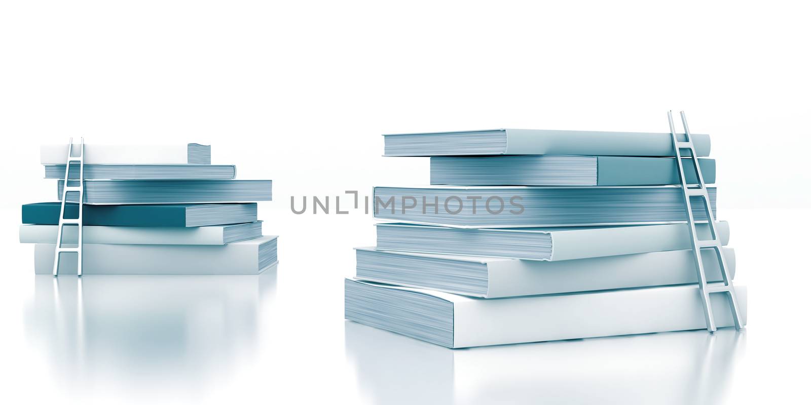 stack of books with a ladder on a white background by Serp