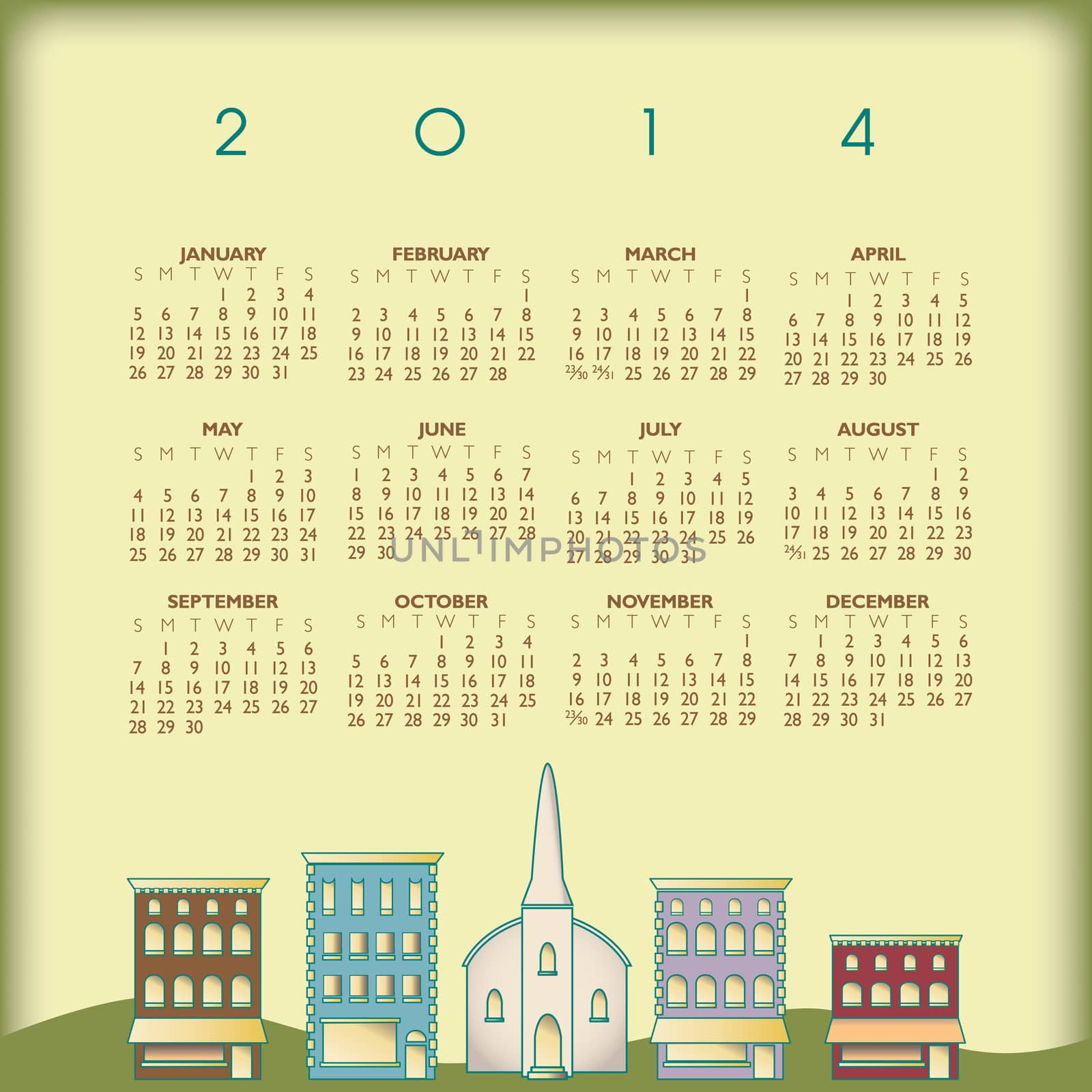 2014 Creative Small Town Calendar by mike301