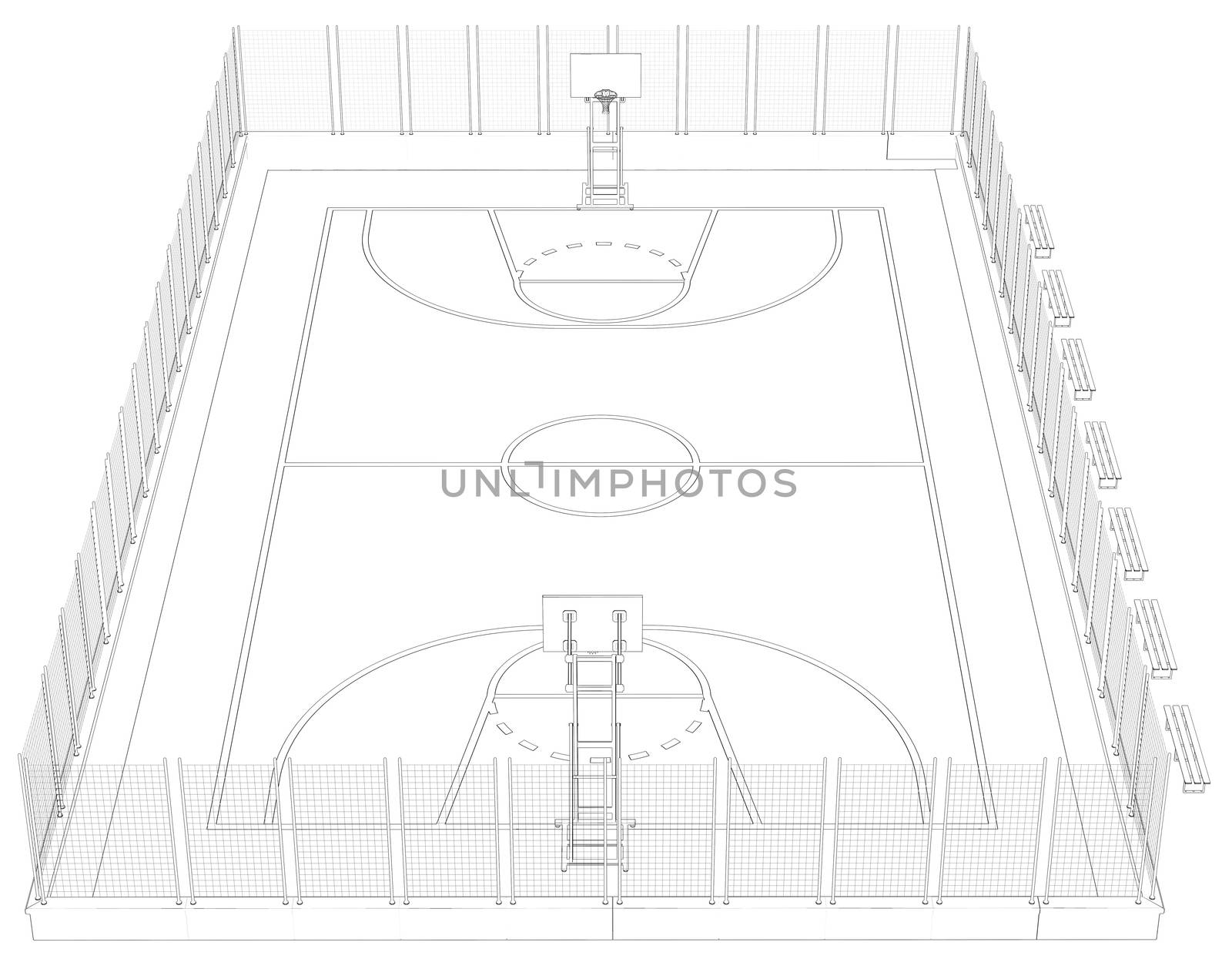 Basketball court. Wire frame by cherezoff