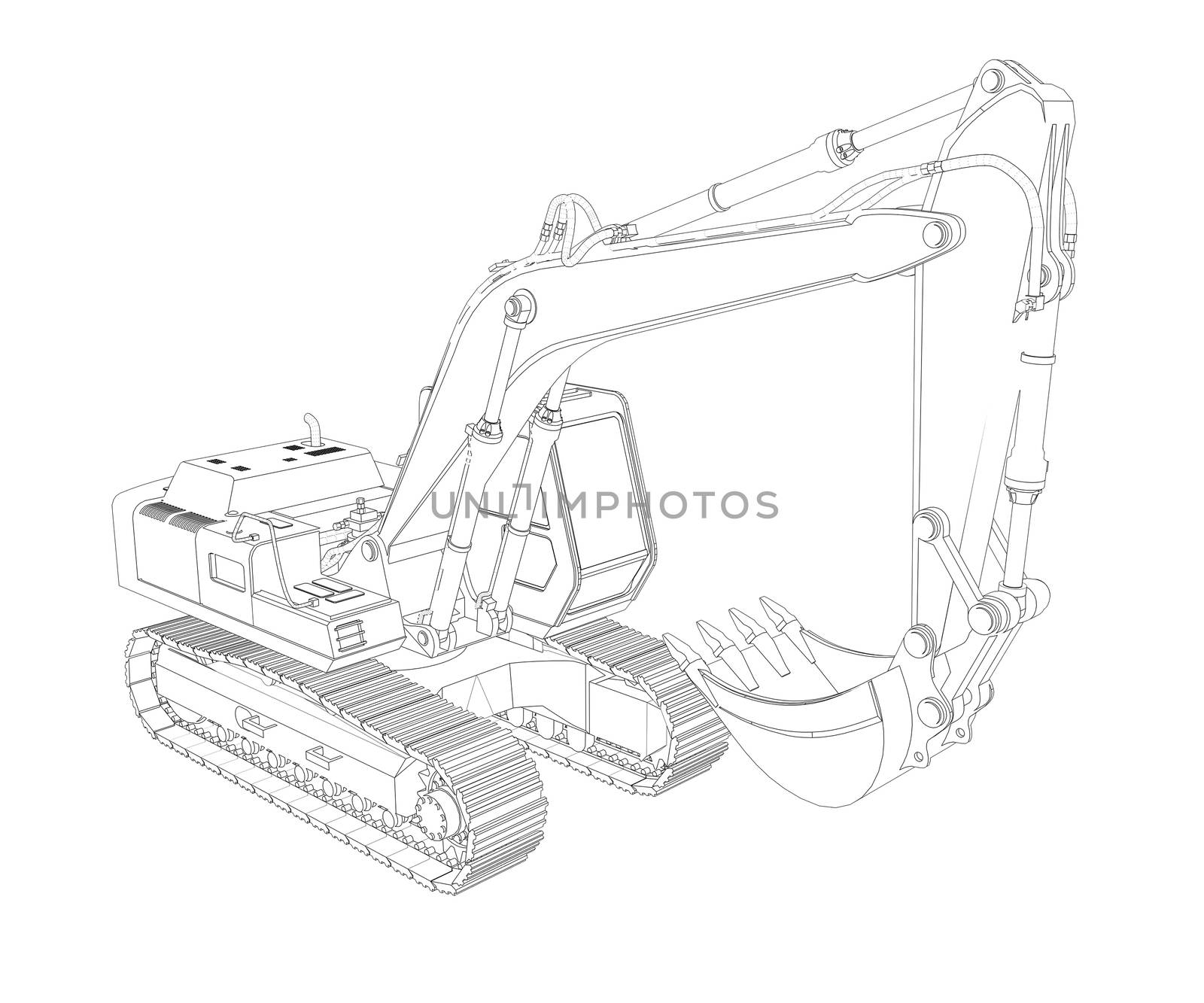 Excavator. Wire frame by cherezoff